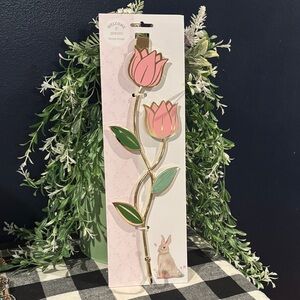 Pink and Gold Tulip Wreath Hanger